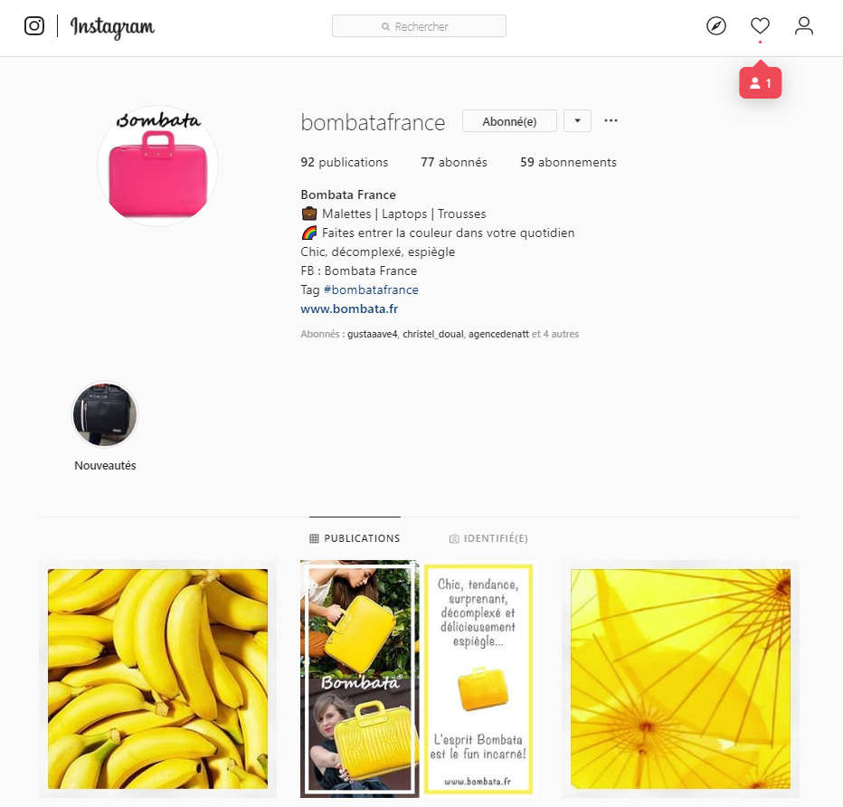 page instagram Bombata